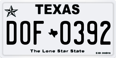 TX license plate DOF0392