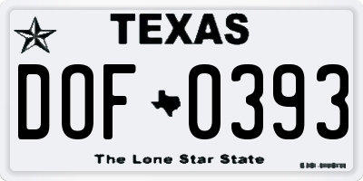 TX license plate DOF0393