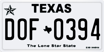 TX license plate DOF0394