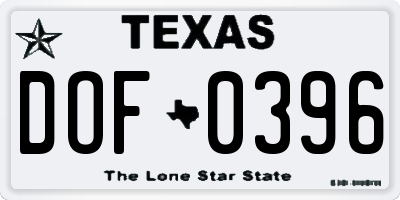TX license plate DOF0396