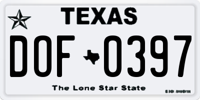 TX license plate DOF0397