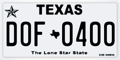 TX license plate DOF0400