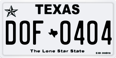 TX license plate DOF0404