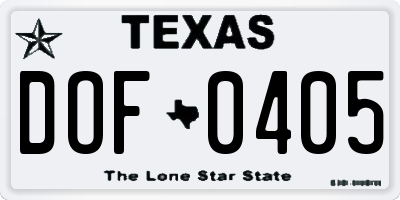 TX license plate DOF0405