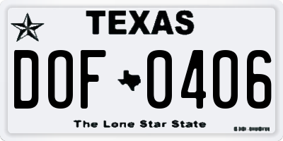 TX license plate DOF0406