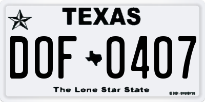 TX license plate DOF0407