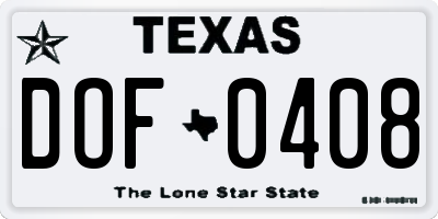 TX license plate DOF0408