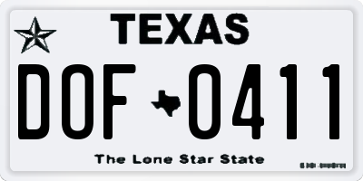 TX license plate DOF0411