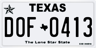 TX license plate DOF0413