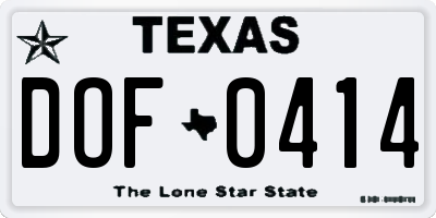 TX license plate DOF0414
