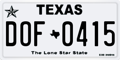 TX license plate DOF0415