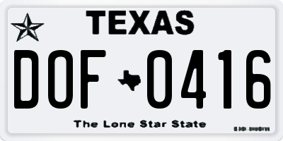 TX license plate DOF0416
