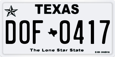 TX license plate DOF0417