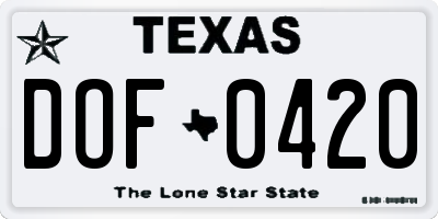 TX license plate DOF0420