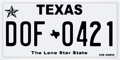 TX license plate DOF0421
