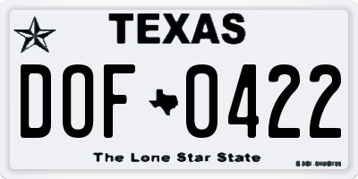 TX license plate DOF0422