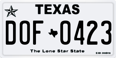 TX license plate DOF0423