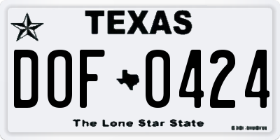 TX license plate DOF0424