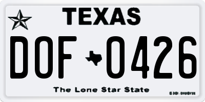 TX license plate DOF0426