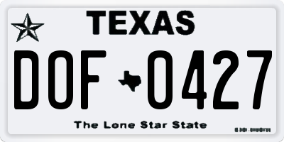 TX license plate DOF0427