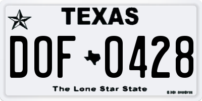 TX license plate DOF0428