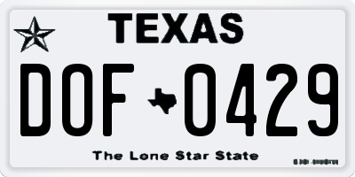 TX license plate DOF0429