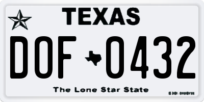 TX license plate DOF0432