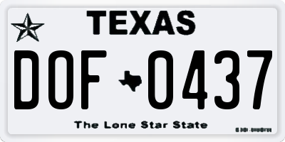 TX license plate DOF0437