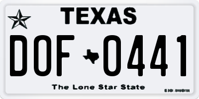 TX license plate DOF0441