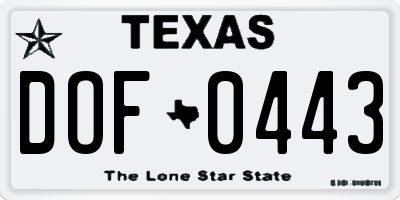 TX license plate DOF0443
