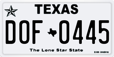 TX license plate DOF0445