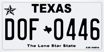 TX license plate DOF0446