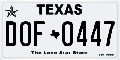 TX license plate DOF0447