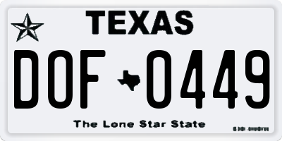 TX license plate DOF0449