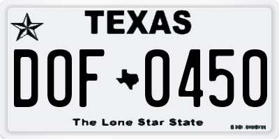 TX license plate DOF0450