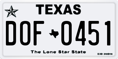 TX license plate DOF0451