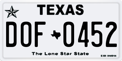 TX license plate DOF0452