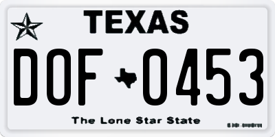 TX license plate DOF0453