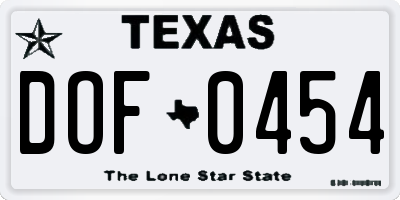 TX license plate DOF0454
