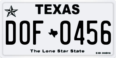 TX license plate DOF0456