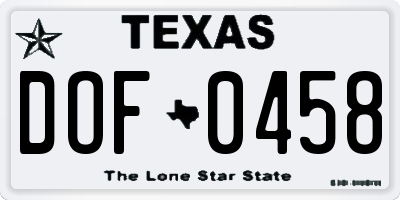 TX license plate DOF0458