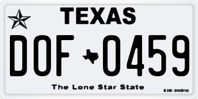 TX license plate DOF0459