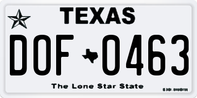 TX license plate DOF0463