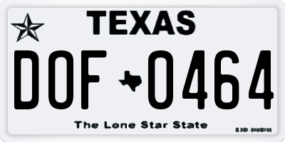 TX license plate DOF0464
