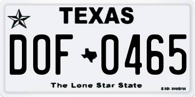 TX license plate DOF0465
