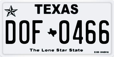 TX license plate DOF0466
