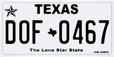 TX license plate DOF0467