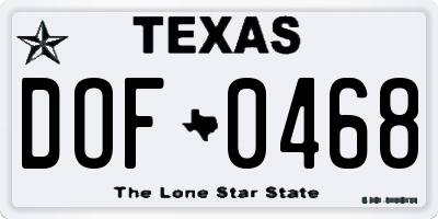 TX license plate DOF0468