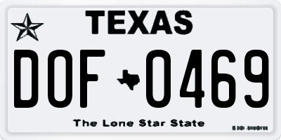 TX license plate DOF0469