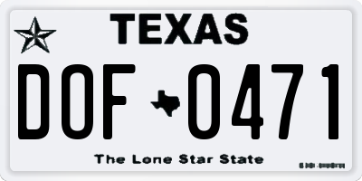 TX license plate DOF0471